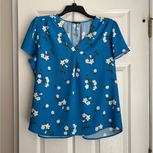 Hilary Radley Blue Floral Blouse